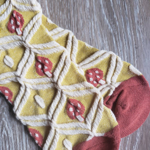 Yellow Mushroom Pattern Socks