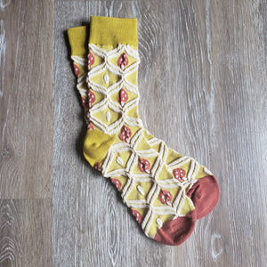 Yellow Mushroom Pattern Socks