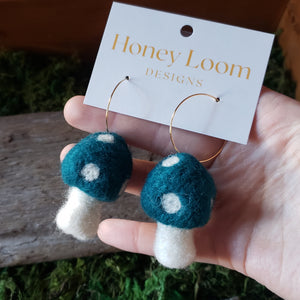 Hand Felted Mushroom Earrings