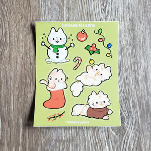 Holiday Kittens Vinyl Sticker Sheet