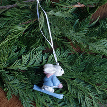 Load image into Gallery viewer, Vintage Skiing Bunny Ornament
