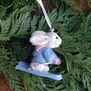 Vintage Skiing Bunny Ornament