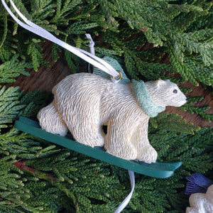Vintage Skiing Polar Bear Ornament