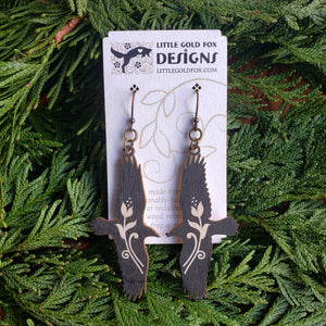 Raven Outline Wood Earrings