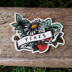 "Yikes" Floral Vinyl Sticker