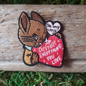 "Destroy Everything You Love" Bunny Iron-On Patch
