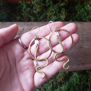 Handmade Brass Snake Earrings