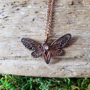 Copper Moonstone Cicada Necklace