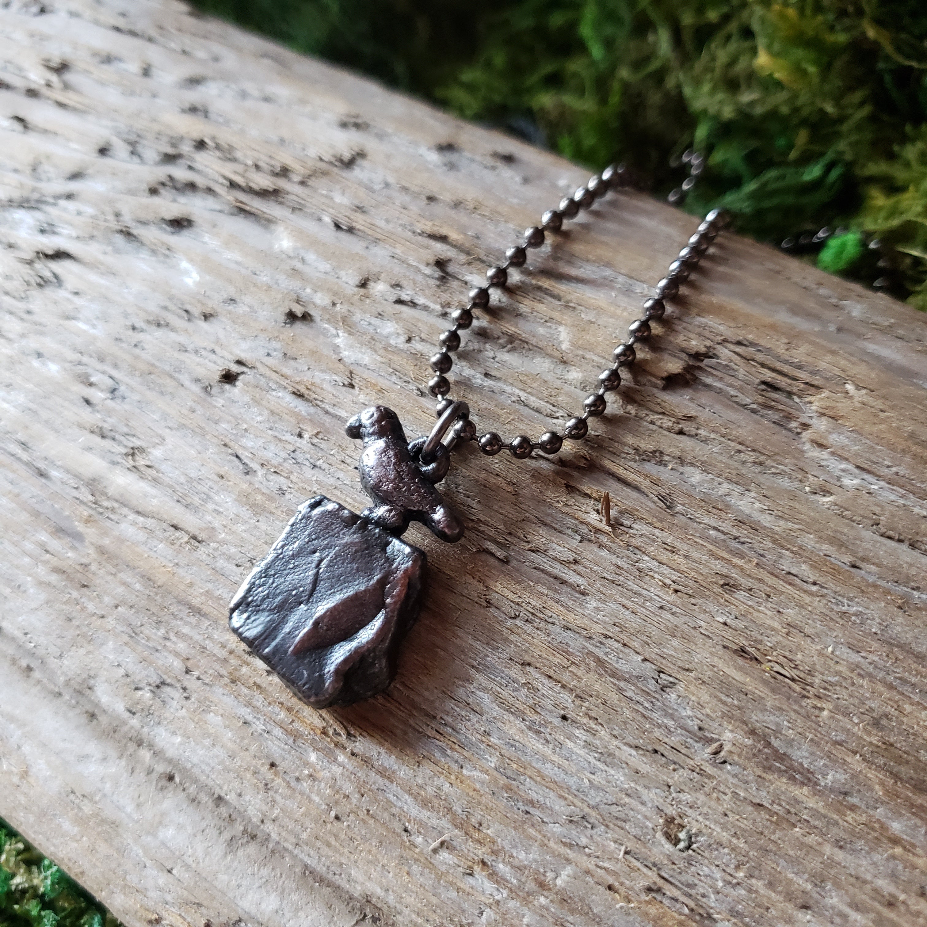 Copper Shungite Raven Necklace