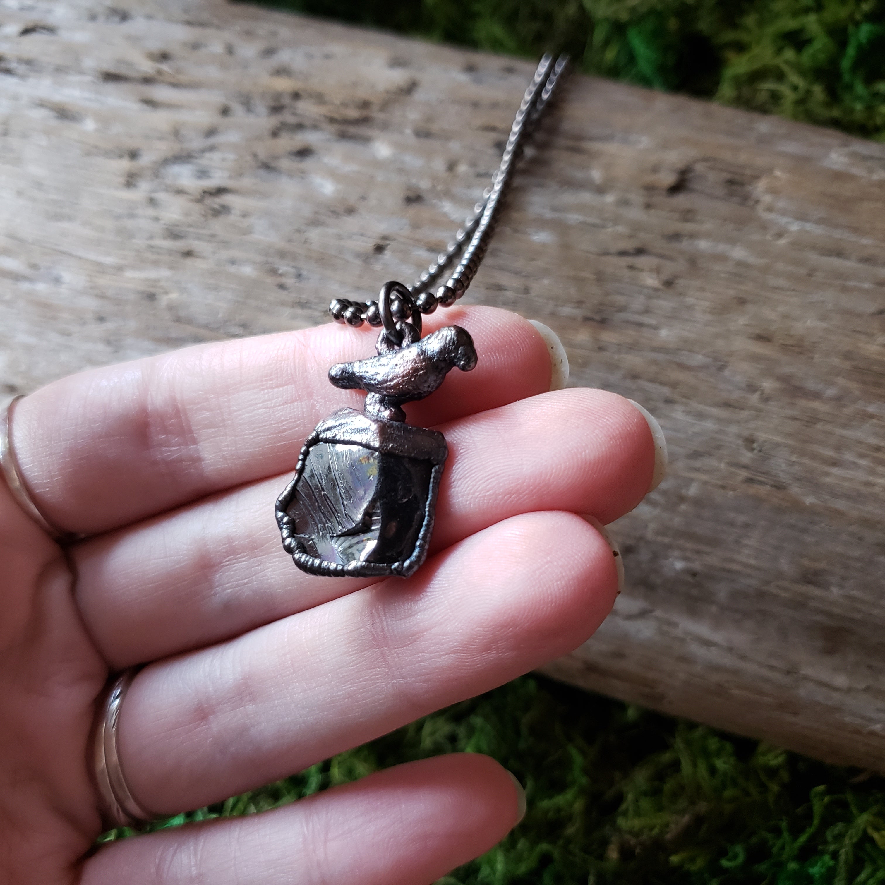 Copper Shungite Raven Necklace