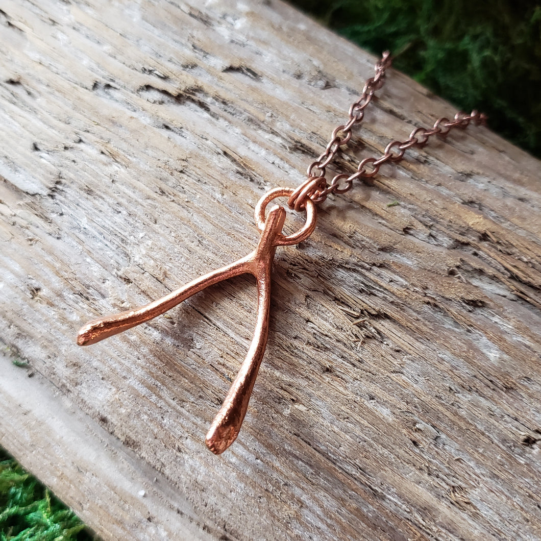 Copper Electroformed Wishbone Pendant