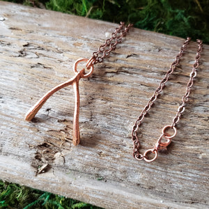 Copper Electroformed Wishbone Pendant