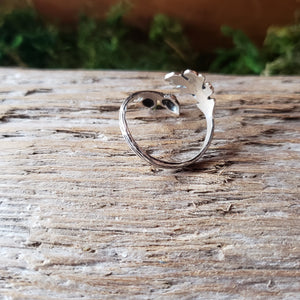 Sterling Silver Adjustable Oak & Acorn Ring