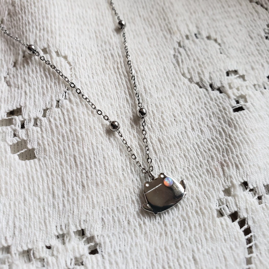 Tiny Stainless Steel Frog Necklace
