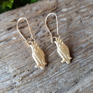 Brass Owl Dangle Earrings