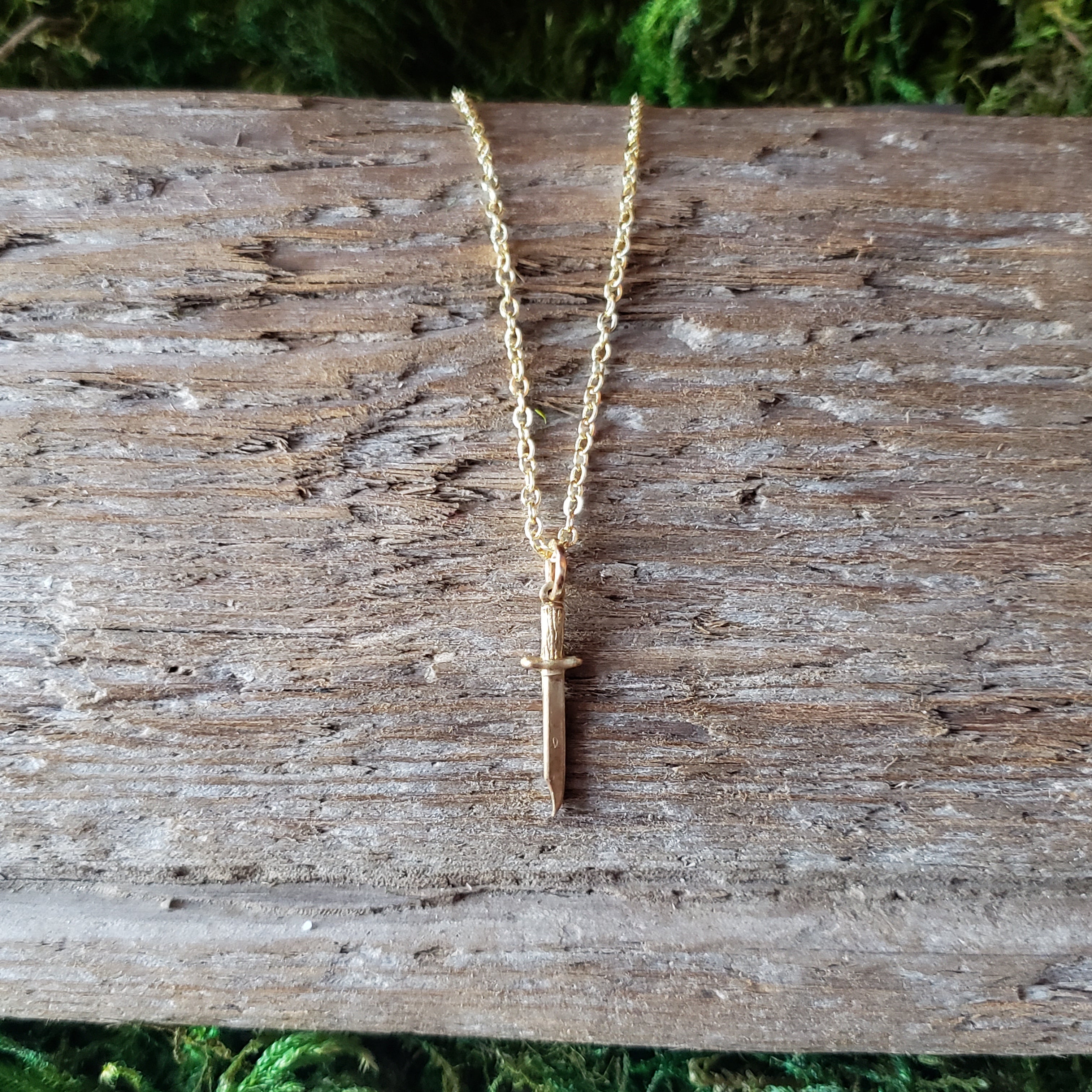 Tiny Brass Dagger Pendant