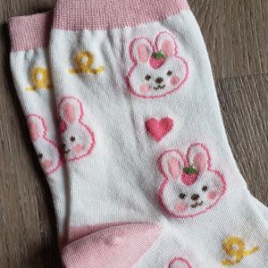 Cutesy Pink Bunny & Bear Socks