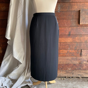 90s Vintage Black Poly/Twill Blend Maxi Skirt