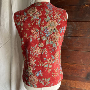 90s Vintage Floral Tapestry Vest