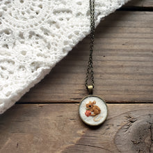 Load image into Gallery viewer, Tiny Embroidered Mouse &amp; Strawberry Necklace

