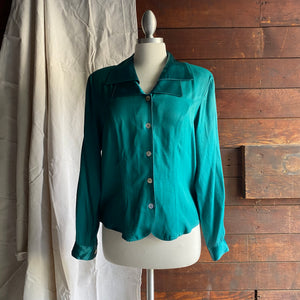 90s Vintage Double Collar Rayon Top