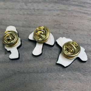 Tiny Wooden Mushroom Pins, Set of 3